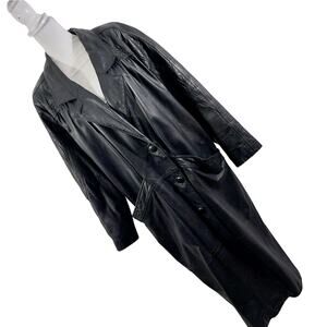 DONNA PELLE! LUXE BLACK GENUINE LEATHER DRAPEY, FULL, MAXI LENGTH COAT! SZ M
